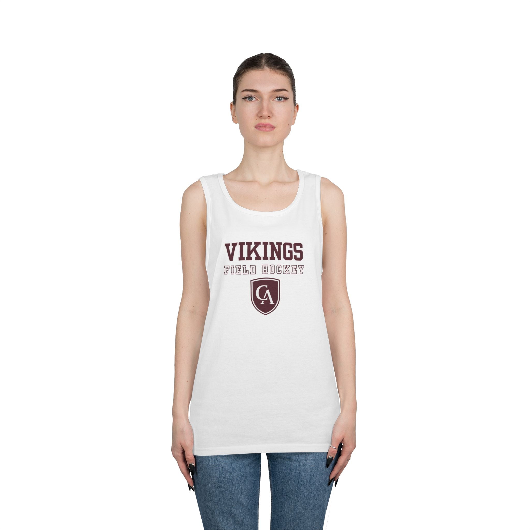 Adult Unisex Columbus Academy Vikings Field Hockey Graphic Gildan Heavy Blend Cotton Tank