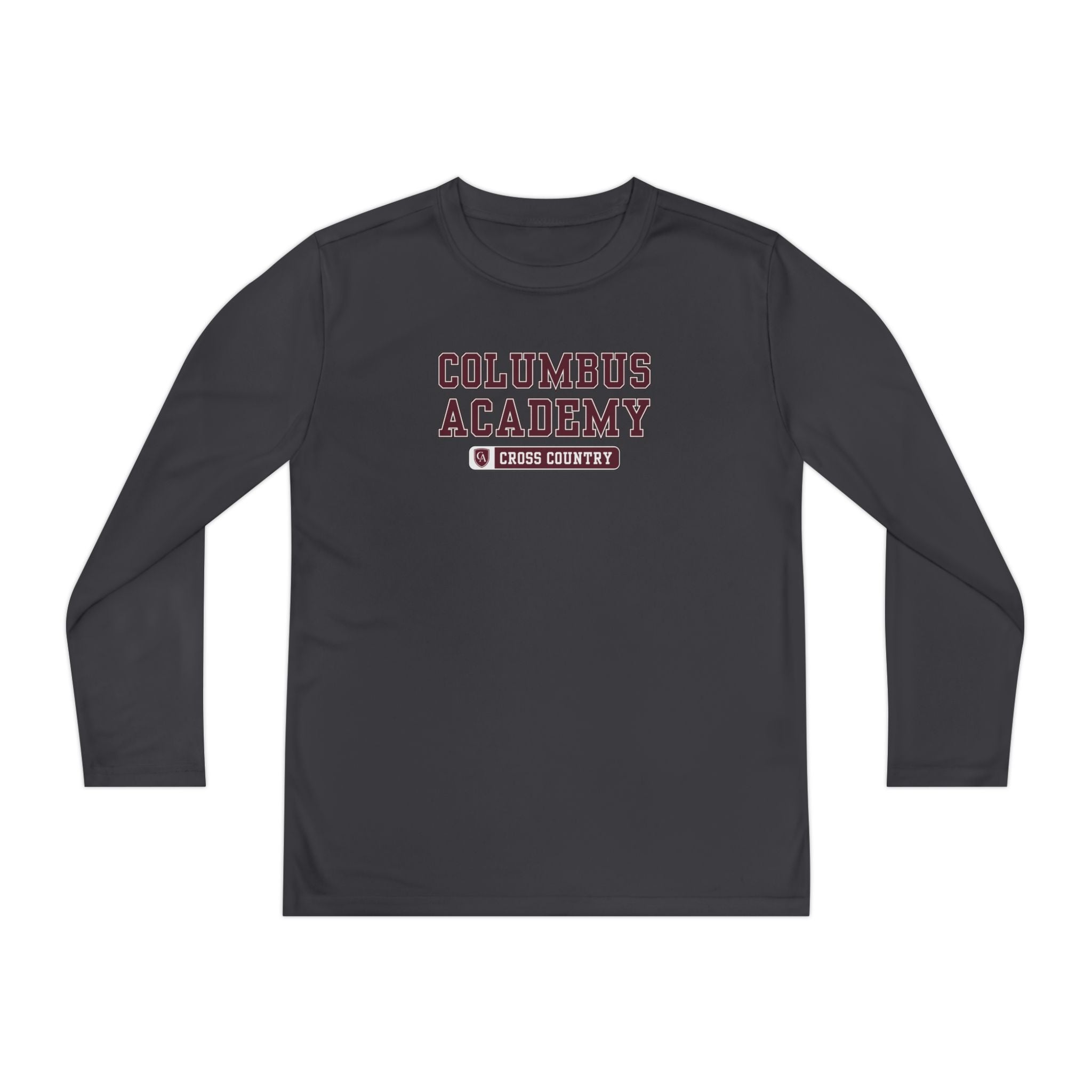 Youth Columbus Academy Cross Country Graphic Sport-Tek Competitor Performance Long Sleeve Tee