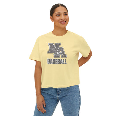 Women's Vintage Faded Logo Baseball Boxy Crop Short Sleeve Tee