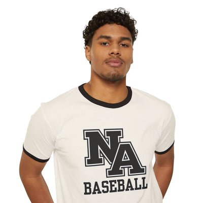 Adult Unisex Classic Black Logo Baseball Graphic Short Sleeve Ringer Tee