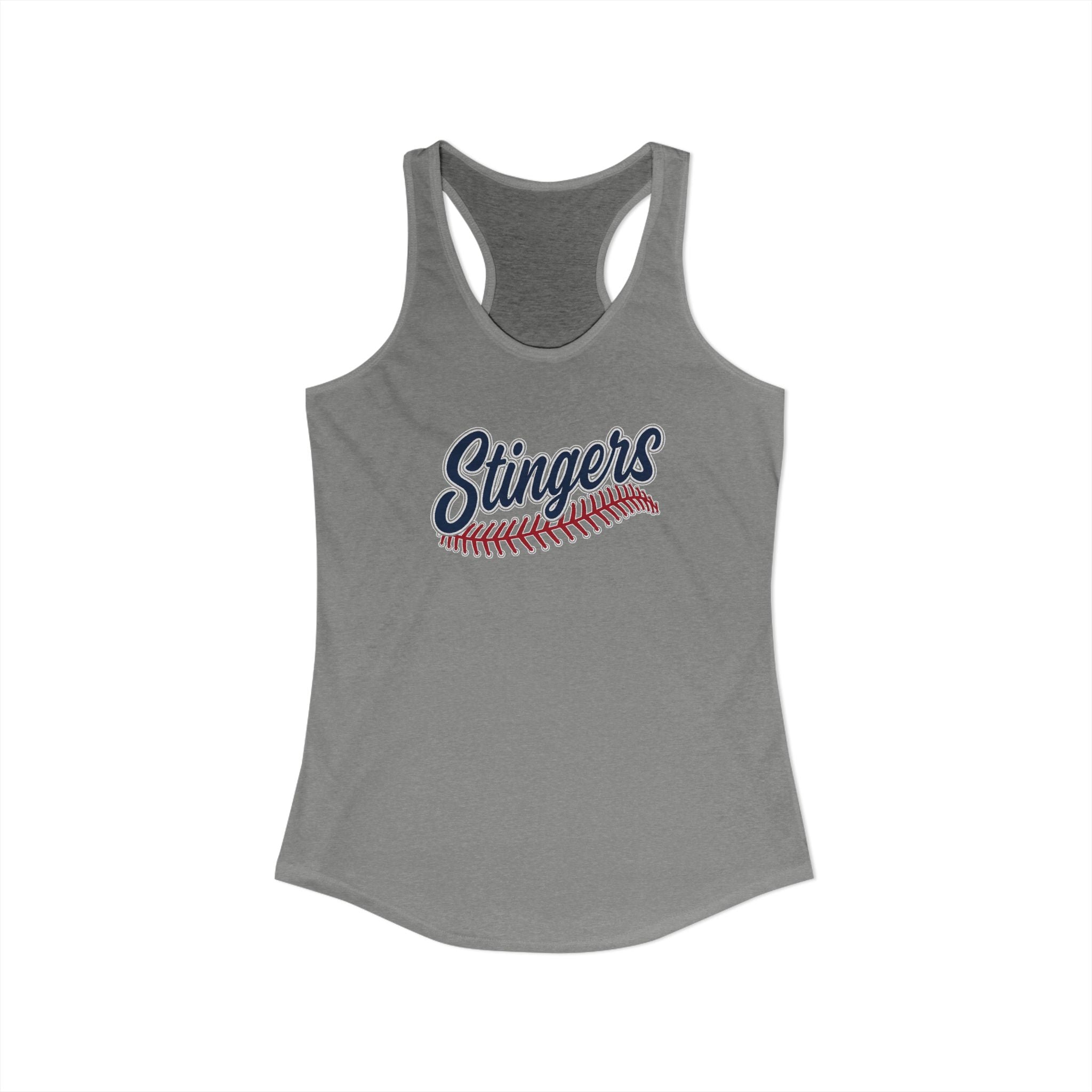 Women's Stingers Softball Stitches Graphic Next Level Racerback Tank