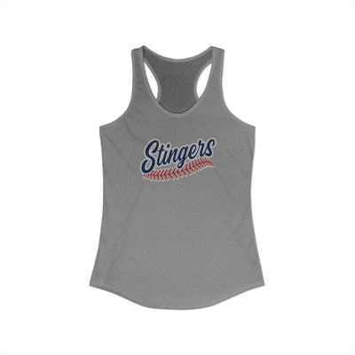 Women's Stingers Softball Stitches Graphic Next Level Racerback Tank