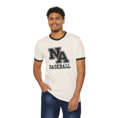 Adult Unisex Classic Black Logo Baseball Graphic Short Sleeve Ringer Tee