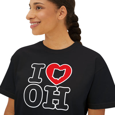 Women's I Heart OH Graphic Short Sleeve Boxy Crop Tee