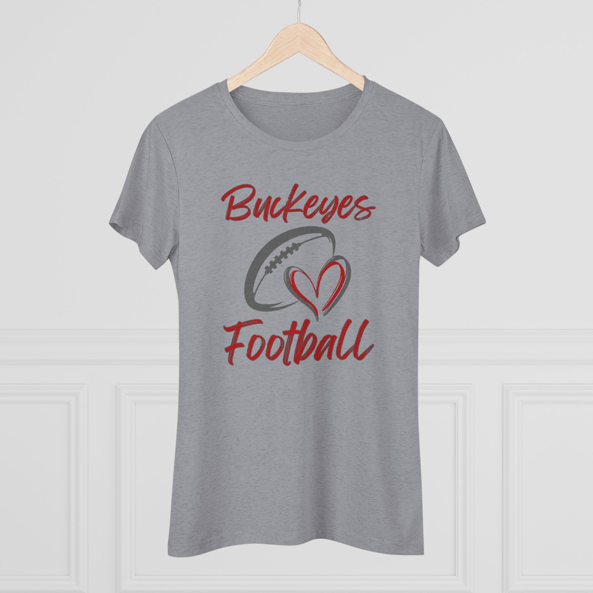 Women’s Super Soft Heart Buckeyes Football Short Sleeve Graphic Tee