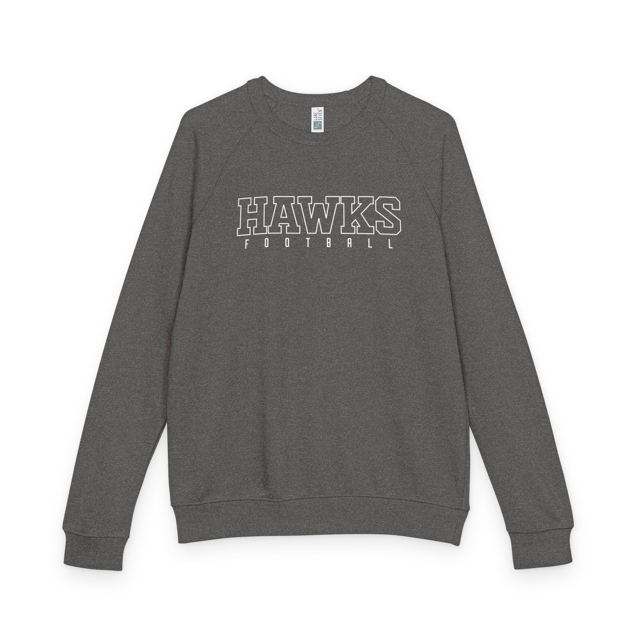 Adult Unisex Westerville Central Block Hawks Football Graphic French Terry Raglan Crewneck