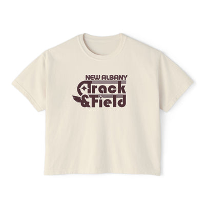 Women's Retro Track and Field Boxy Crop Short Sleeve Graphic Tee