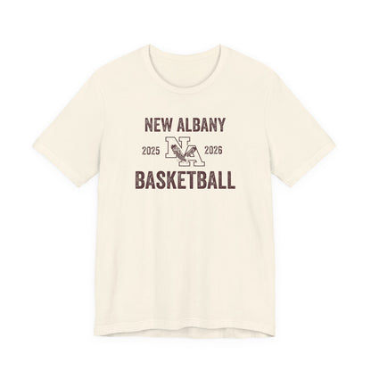 Adult Unisex Vintage Distressed New Albany Basketball Graphic Short Sleeve Soft Tee