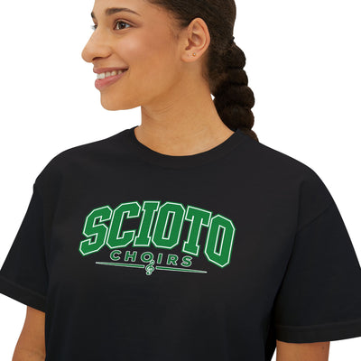 Women's Dublin Scioto Choirs Varsity Block Letter Graphic Boxy Crop Short Sleeve Tee