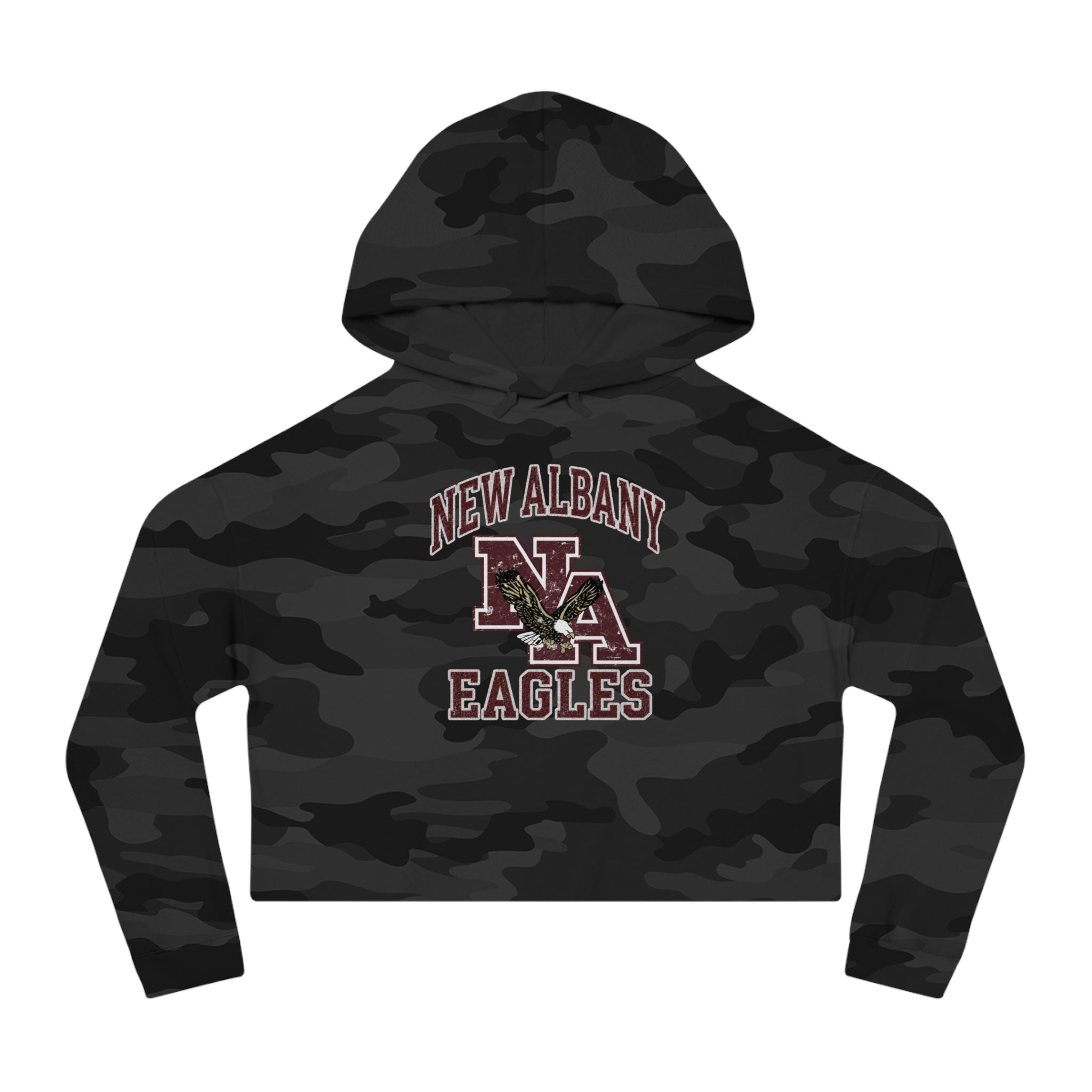 Women's New Albany Vintage Vibes Football Logo Graphic Crop Hoodie
