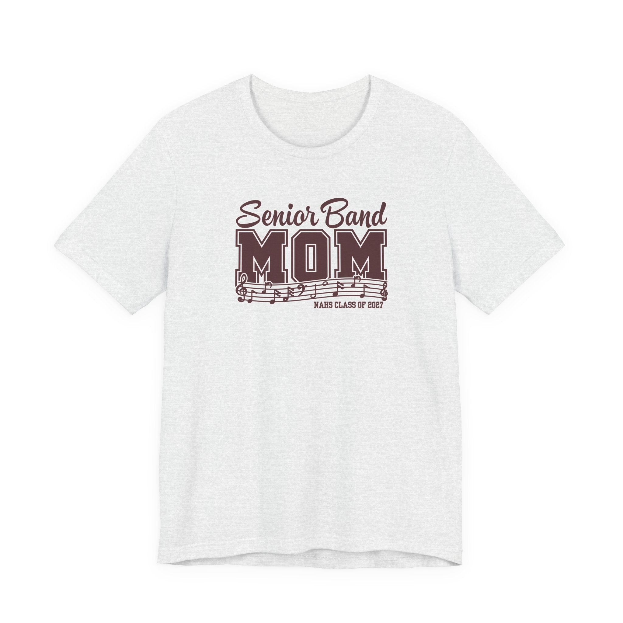 Adult Unisex New Albany 2027 Senior Band Mom Graphic Short Sleeve Bella + Canvas Soft Tee