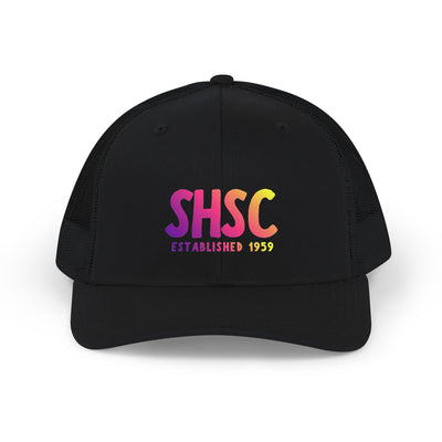 Adult Unisex South Hills Swim Club SHSC Ombre Graphic Richardson 112 Snapback Trucker Hat