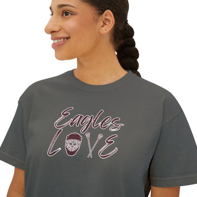 Women's Eagles Lacrosse Love Graphic Boxy Crop Short Sleeve Tee