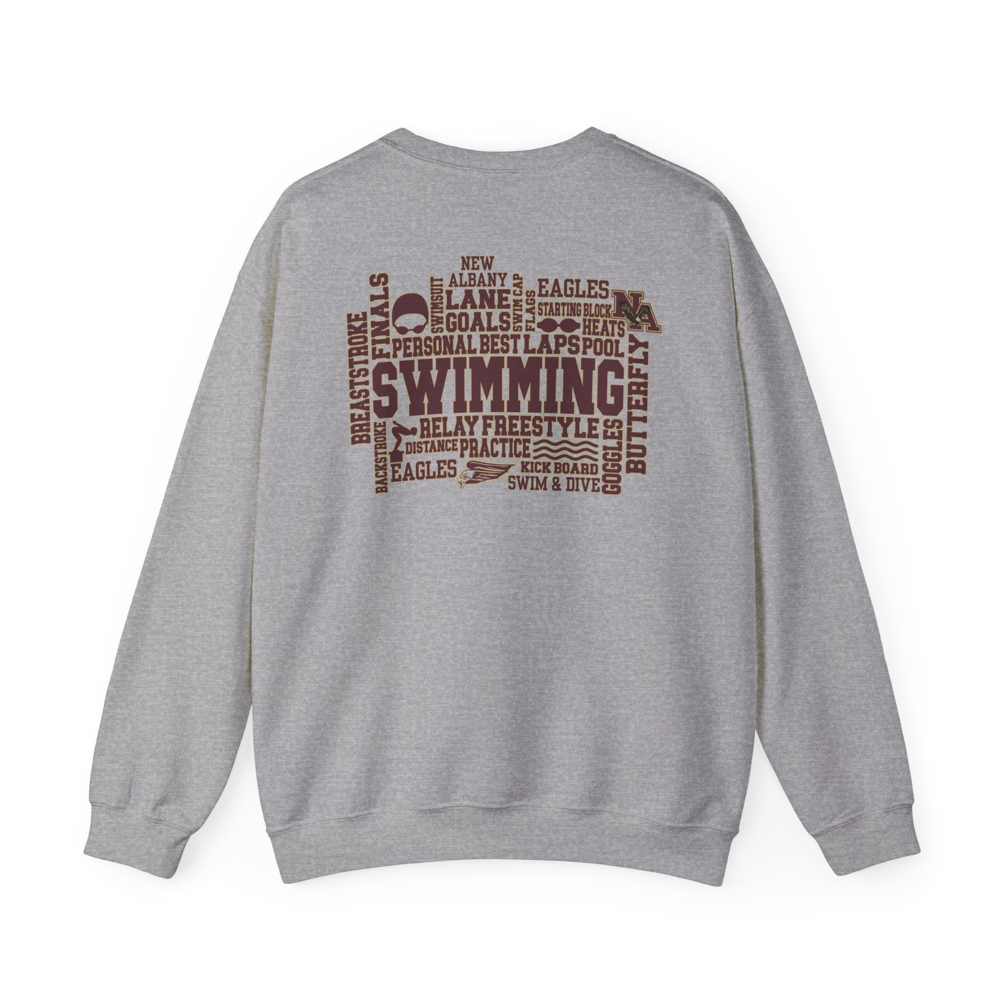 Adult Unisex Swim & Dive Classic Logo with Word Pool Back Graphic Sweatshirt