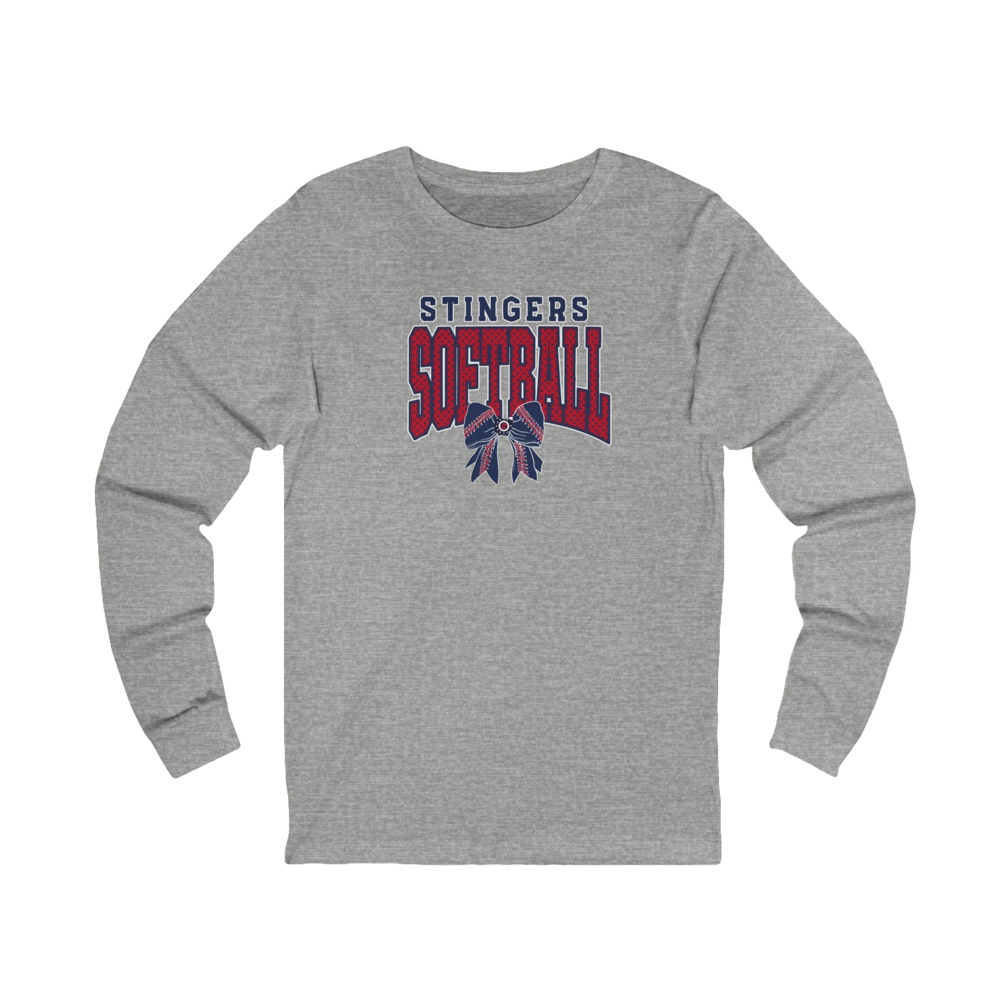 Adult Unisex Stingers Softball Stitched Bow Graphic Long Sleeve Bella + Canvas Soft Tee