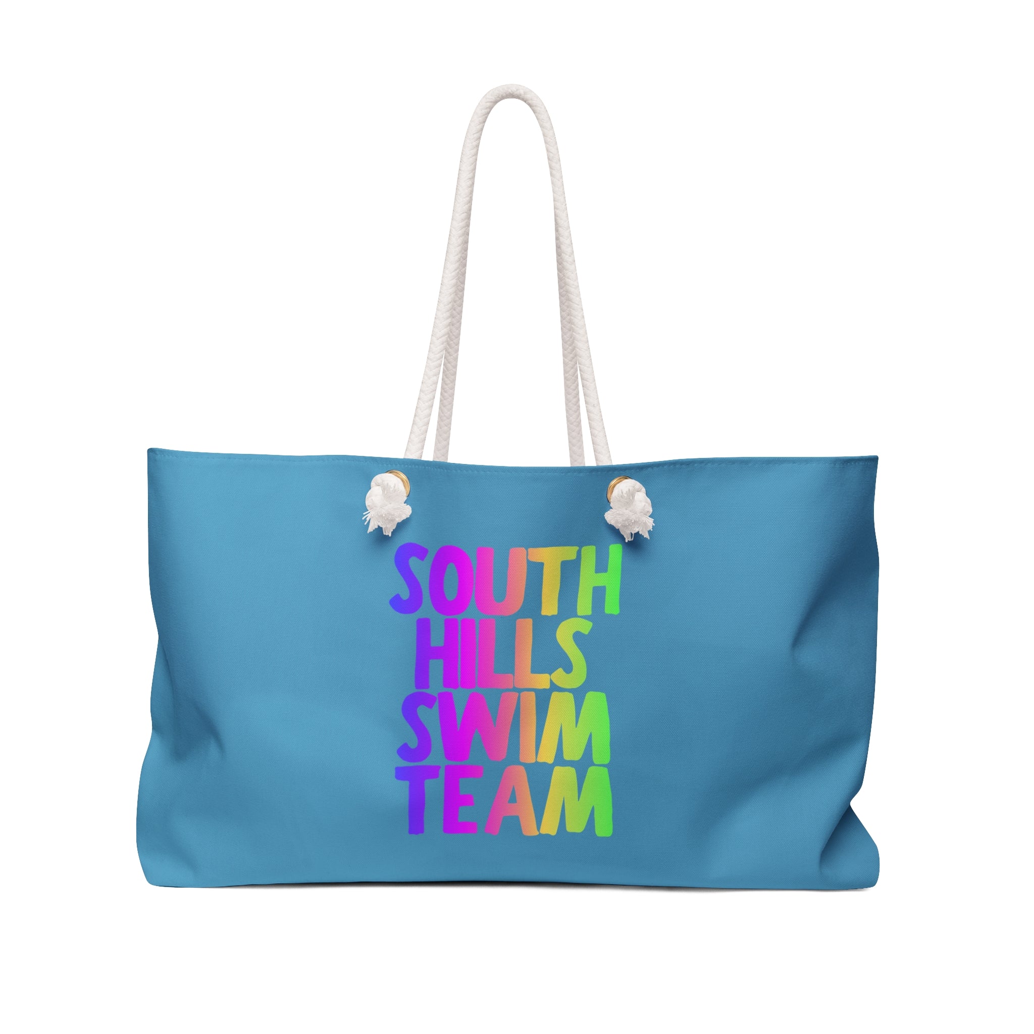 South Hills Swim Team Neon Rainbow Graphic Large Summer Tote