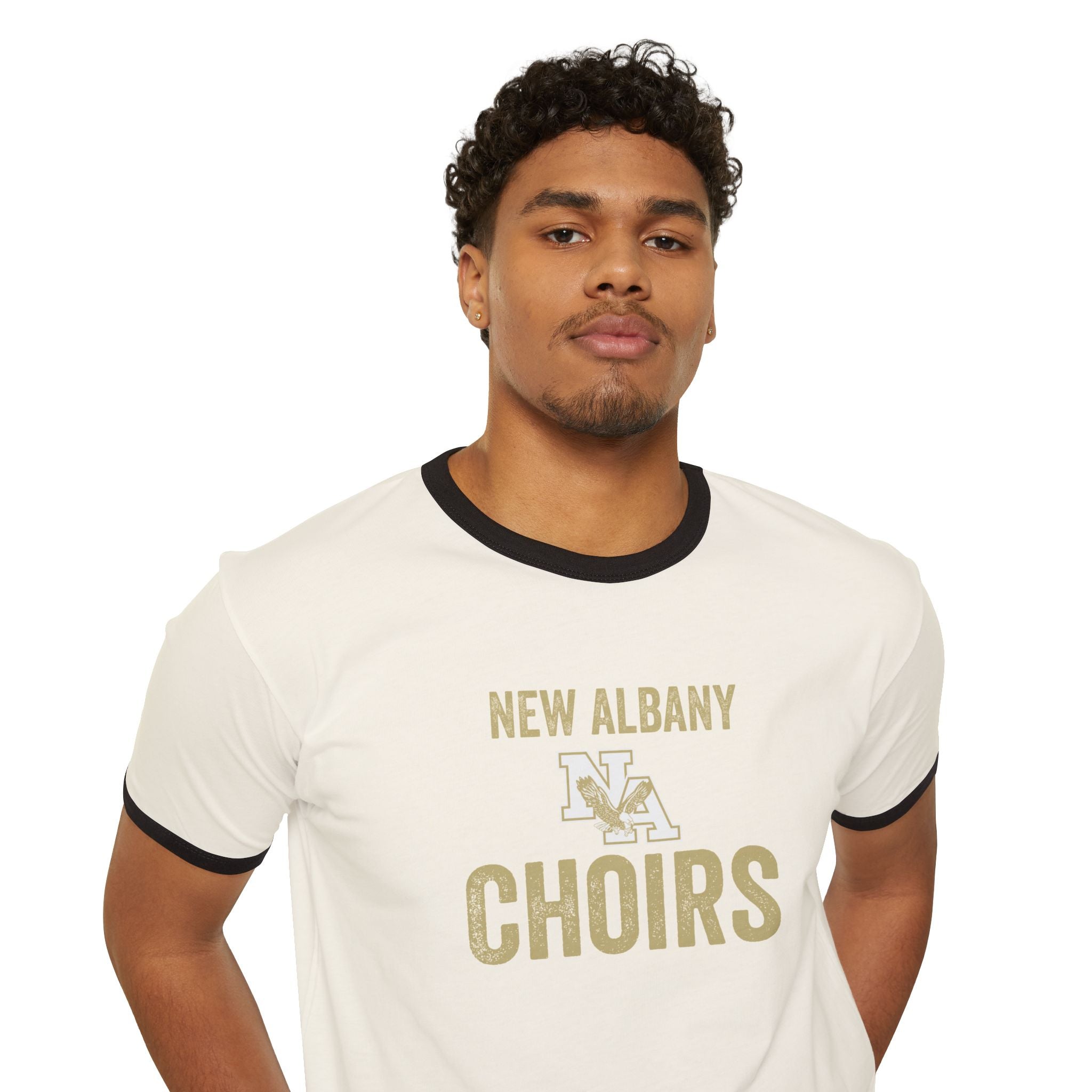 Adult Unisex Vintage Distressed New Albany Choirs Graphic Short Sleeve Ringer Tee