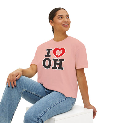 Women's I Heart OH Graphic Short Sleeve Boxy Crop Tee
