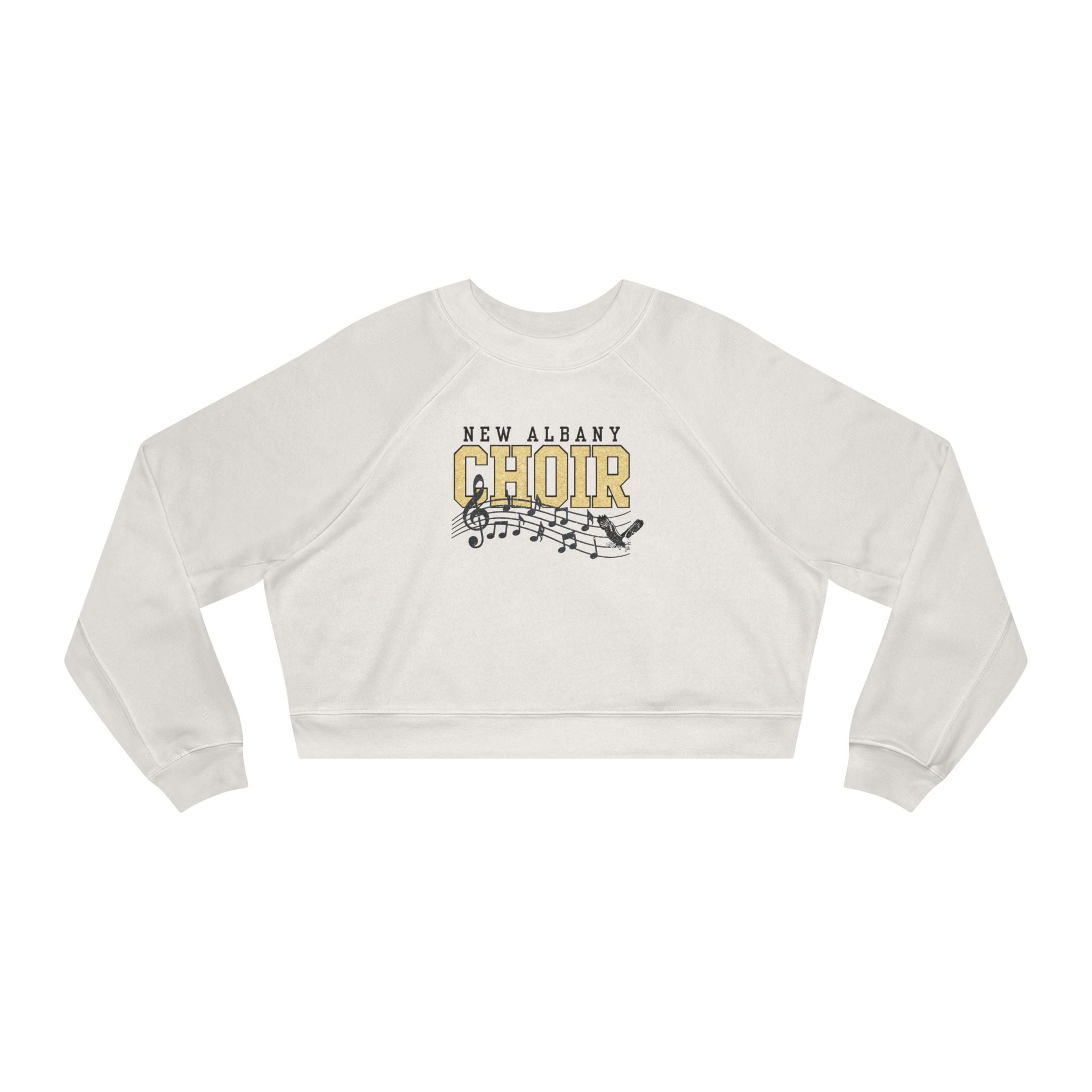 Women's New Albany Choir Digital Glitter Graphic Cropped Fleece Sweatshirt