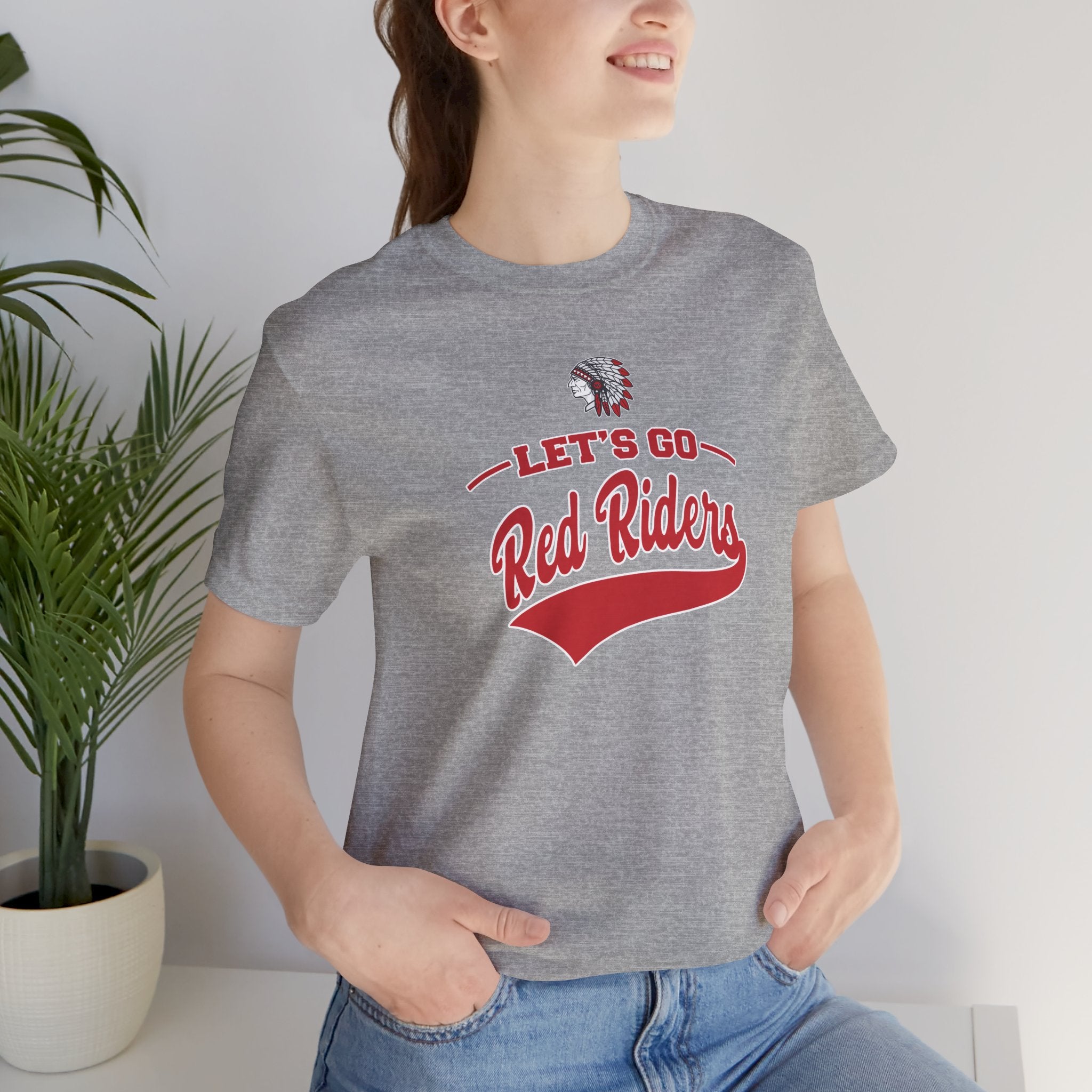 Adult Unisex Let's Go Red Riders Graphic Short Sleeve Bella + Canvas Soft Tee