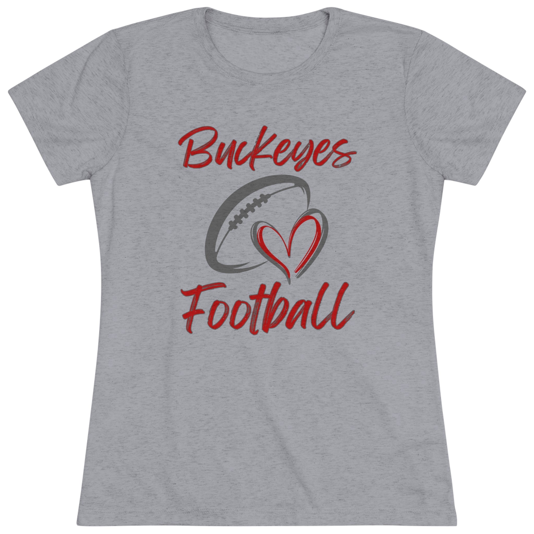 Women’s Super Soft Heart Buckeyes Football Short Sleeve Graphic Tee