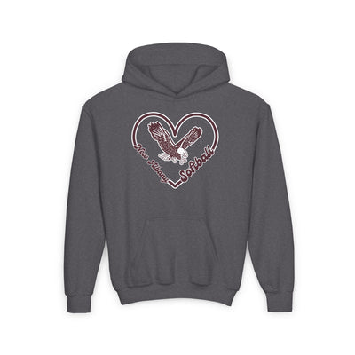 Youth Eagles Softball Heart Graphic Hoodie