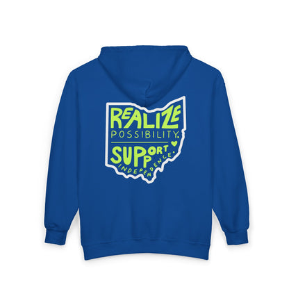 Adult Unisex Realize Possibility Support Independence Graphic Full-Zip Sweatshirt