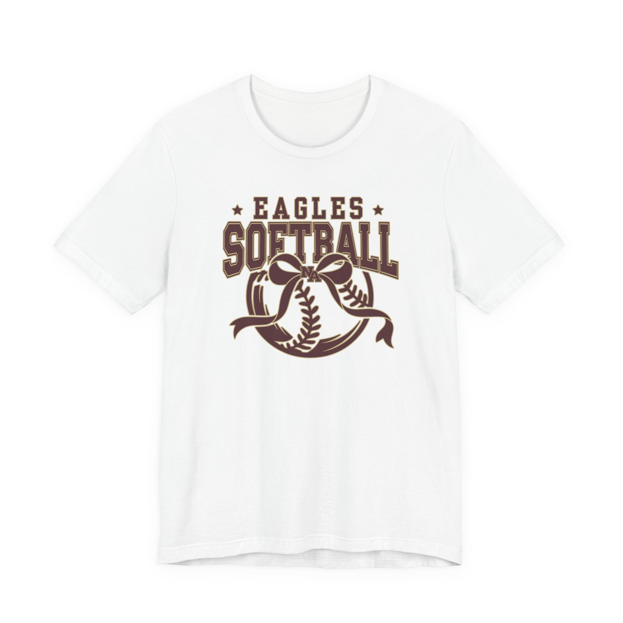 Adult Unisex New Albany Eagles Softball Spirit Bow Graphic Short Sleeve Soft Tee
