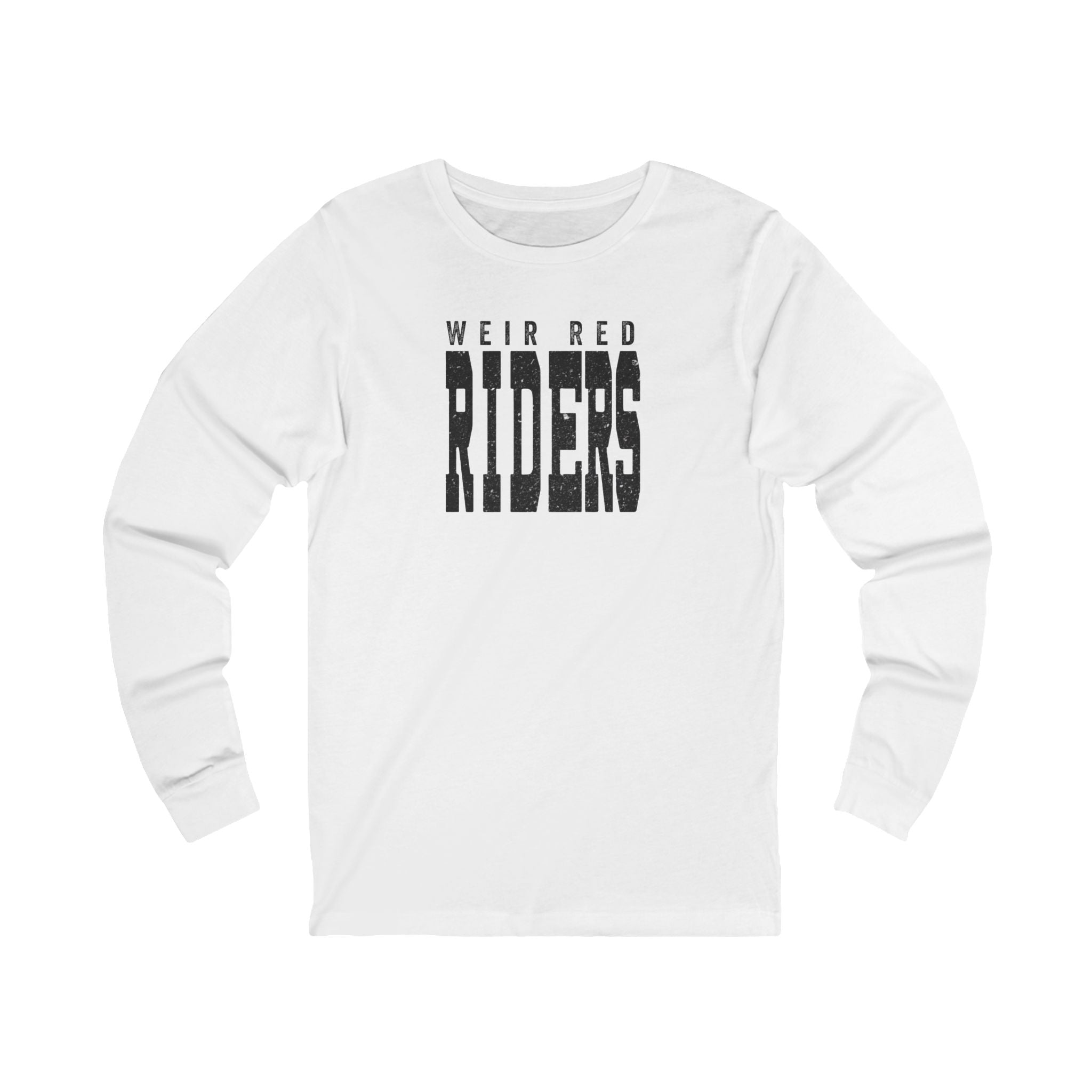 Adult Unisex Weir Red Riders Distressed Enlarged Graphic Long Sleeve Bella + Canvas Soft Tee