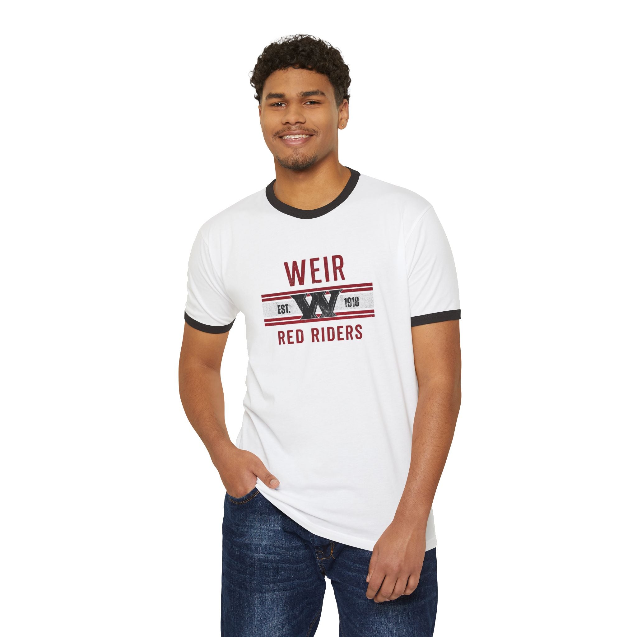 Adult Unisex Weirton Distressed Heritage Graphic Short Sleeve Ringer Tee