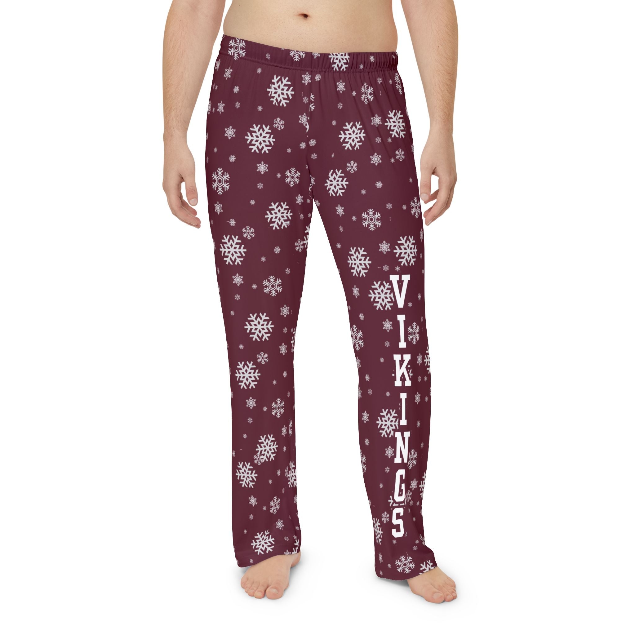 Men's Columbus Academy Vikings Spirited Snowflake Maroon Printed Pajama Pants