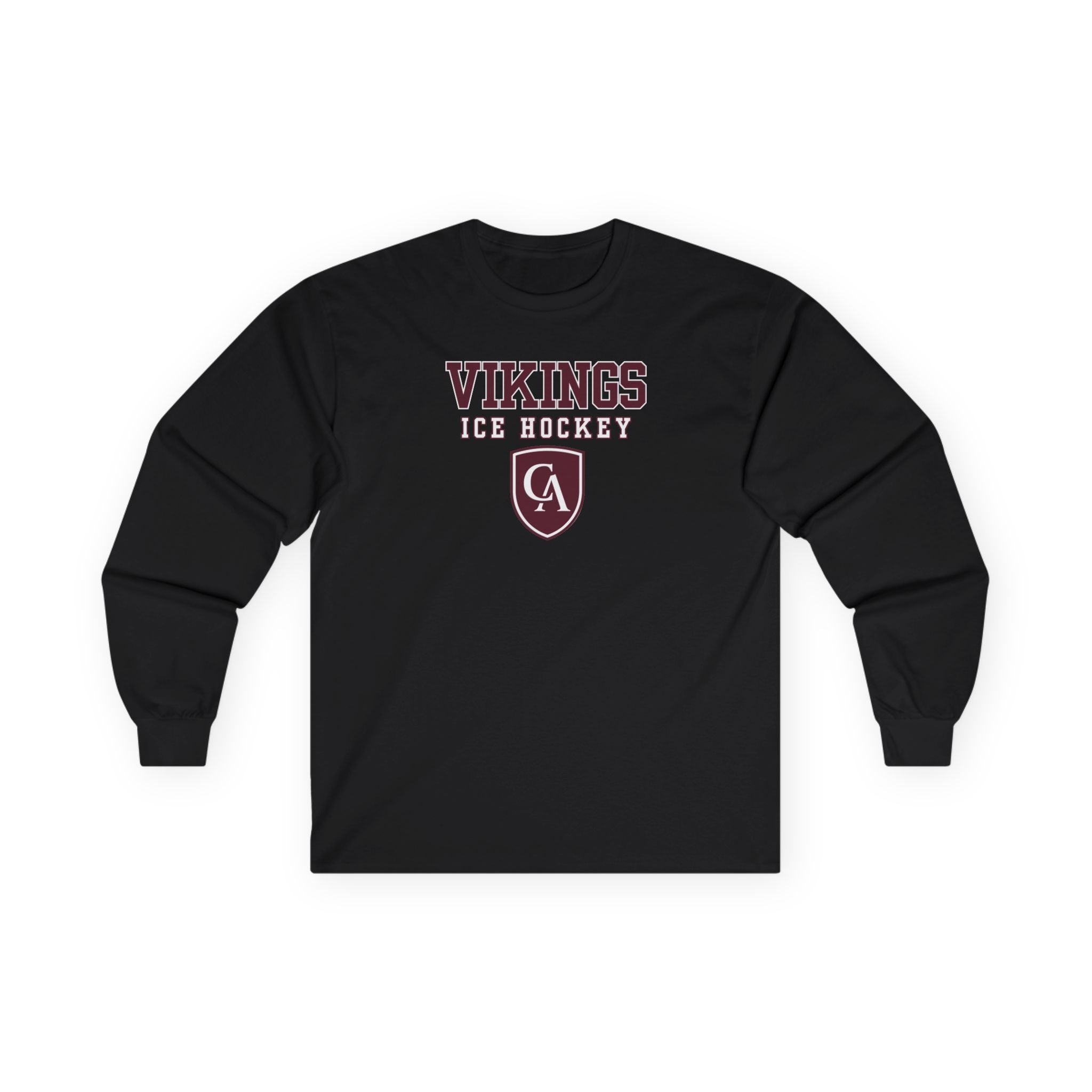 Adult Unisex Columbus Academy Vikings Ice Hockey Graphic Gildan Long Sleeve Tee