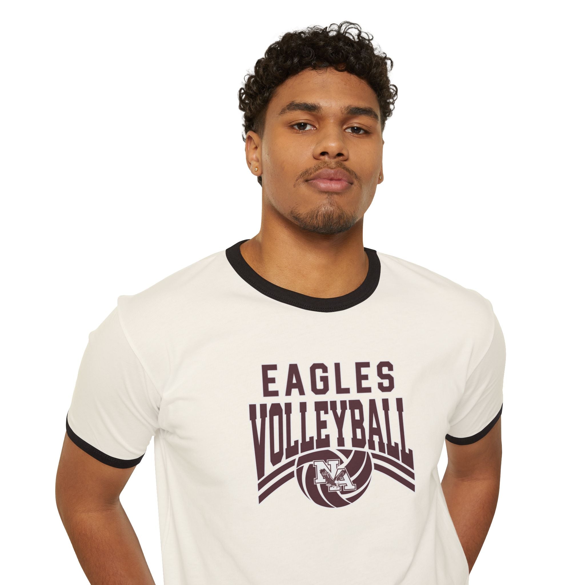 Adult Unisex New Albany Volleyball Varsity Arch Graphic Short Sleeve Ringer Tee