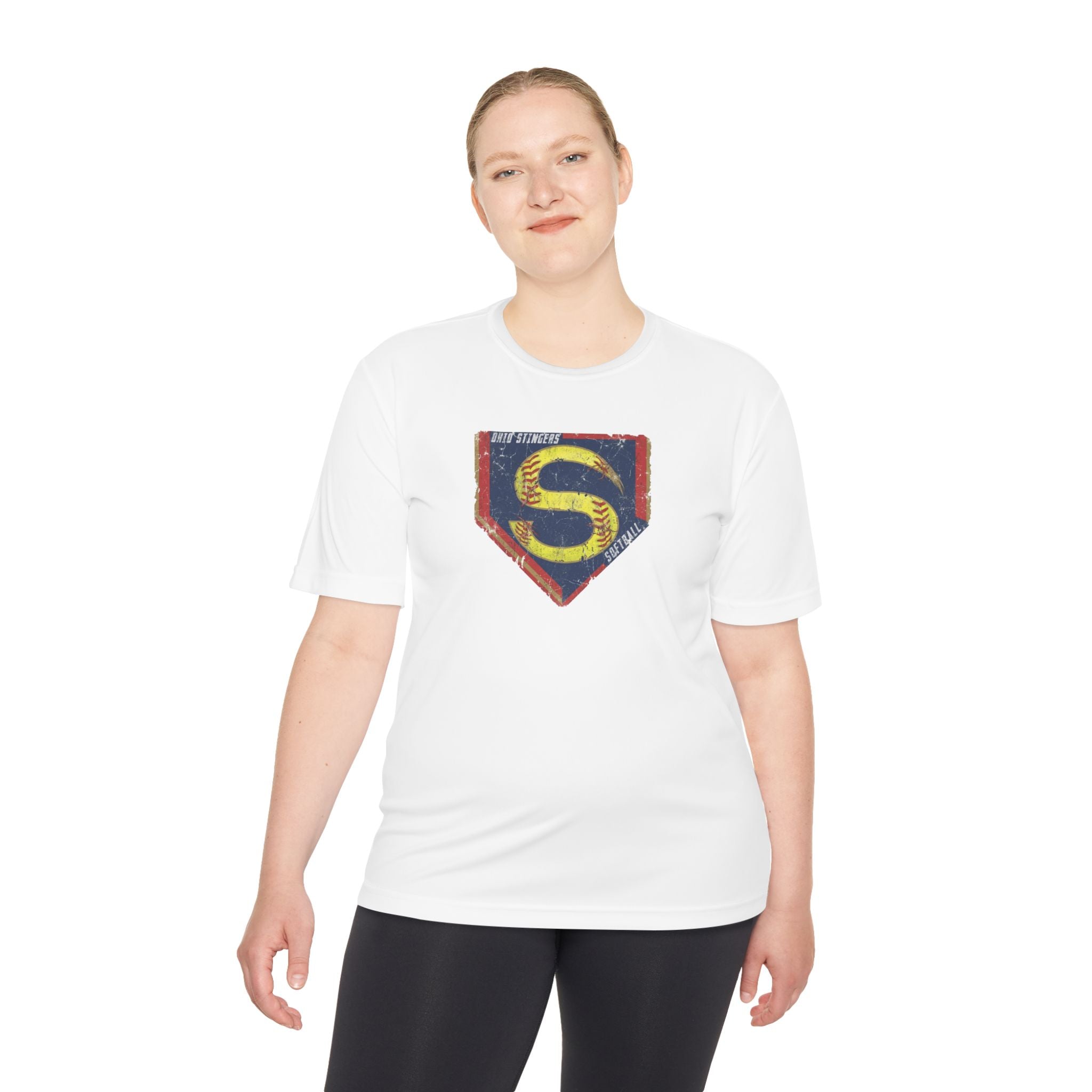 Adult Unisex Stingers Softball Distressed Logo Graphic Sport-Tek Competitor Performance Tee