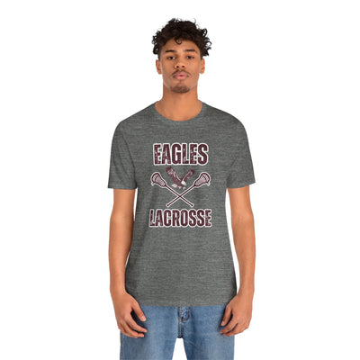 Adult Unisex Distressed Eagles Lacrosse Graphic Short Sleeve Soft Tee