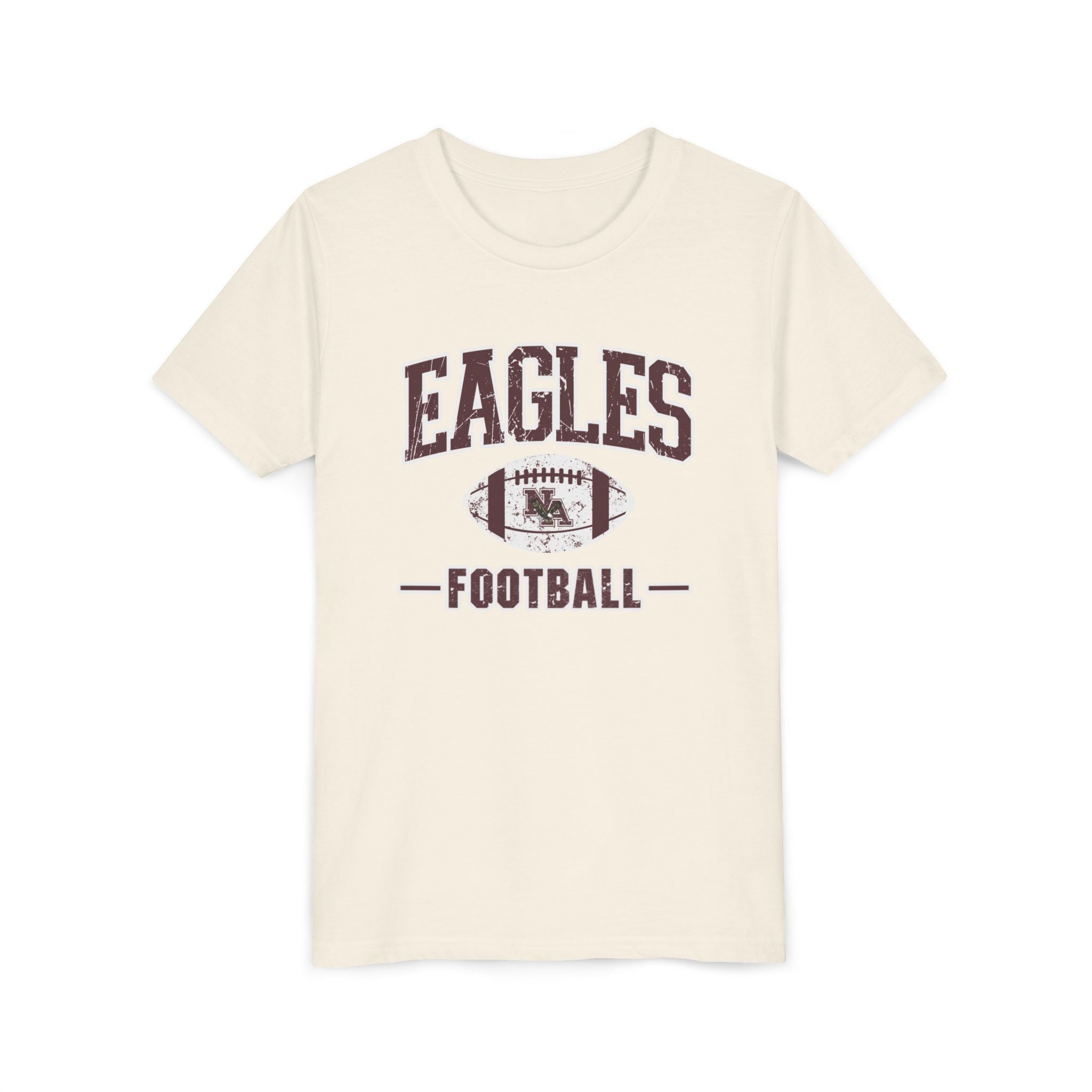Youth Eagles Football Vintage Distressed Graphic Short Sleeve Soft Tee