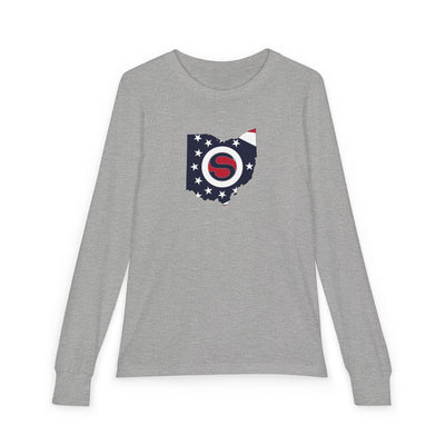 Youth Stingers Softball State Logo Graphic Bella + Canvas Long Sleeve Soft Tee