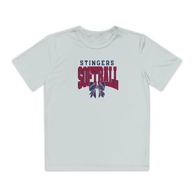Youth Stingers Softball Stitched Bow Graphic Sport-Tek Competitor Performance Tee