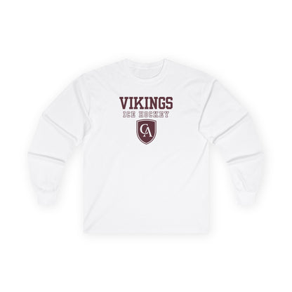 Adult Unisex Columbus Academy Vikings Ice Hockey Graphic Gildan Long Sleeve Tee