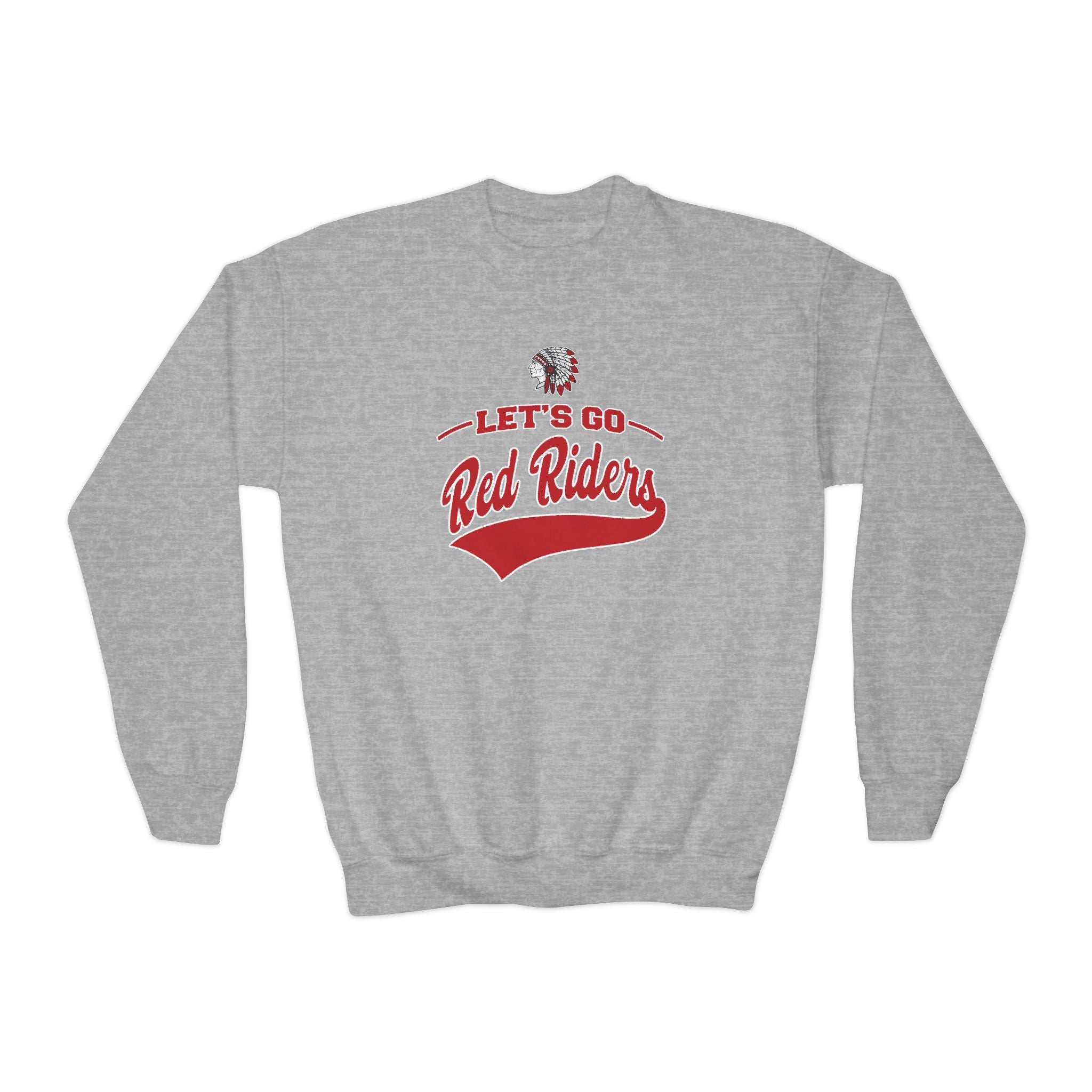 Youth Let's Go Red Riders Graphic Gildan Heavy Blend Sweatshirt