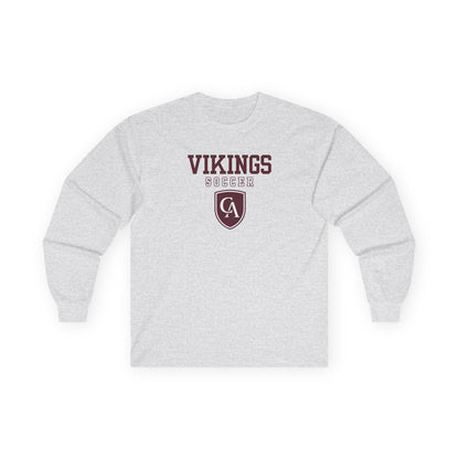 Adult Unisex Columbus Academy Vikings Soccer Graphic Gildan Long Sleeve Tee