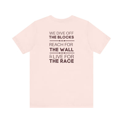 Adult Unisex Swim & Dive Classic Logo with DIVE REACH LIVE Back Graphic Soft Short Sleeve Tee