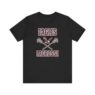 Adult Unisex Distressed Eagles Lacrosse Graphic Short Sleeve Soft Tee