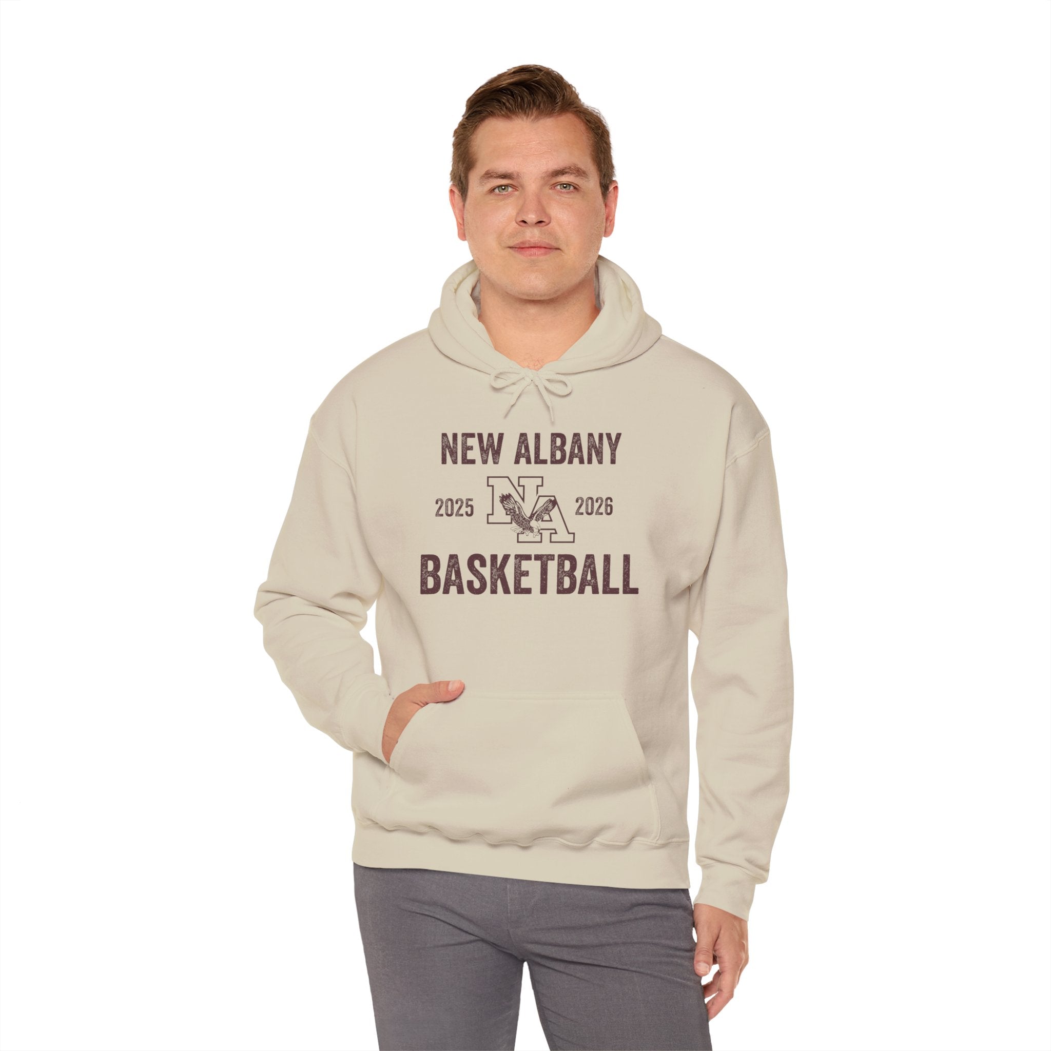 Adult Unisex Vintage Distressed New Albany Basketball Graphic Hoodie