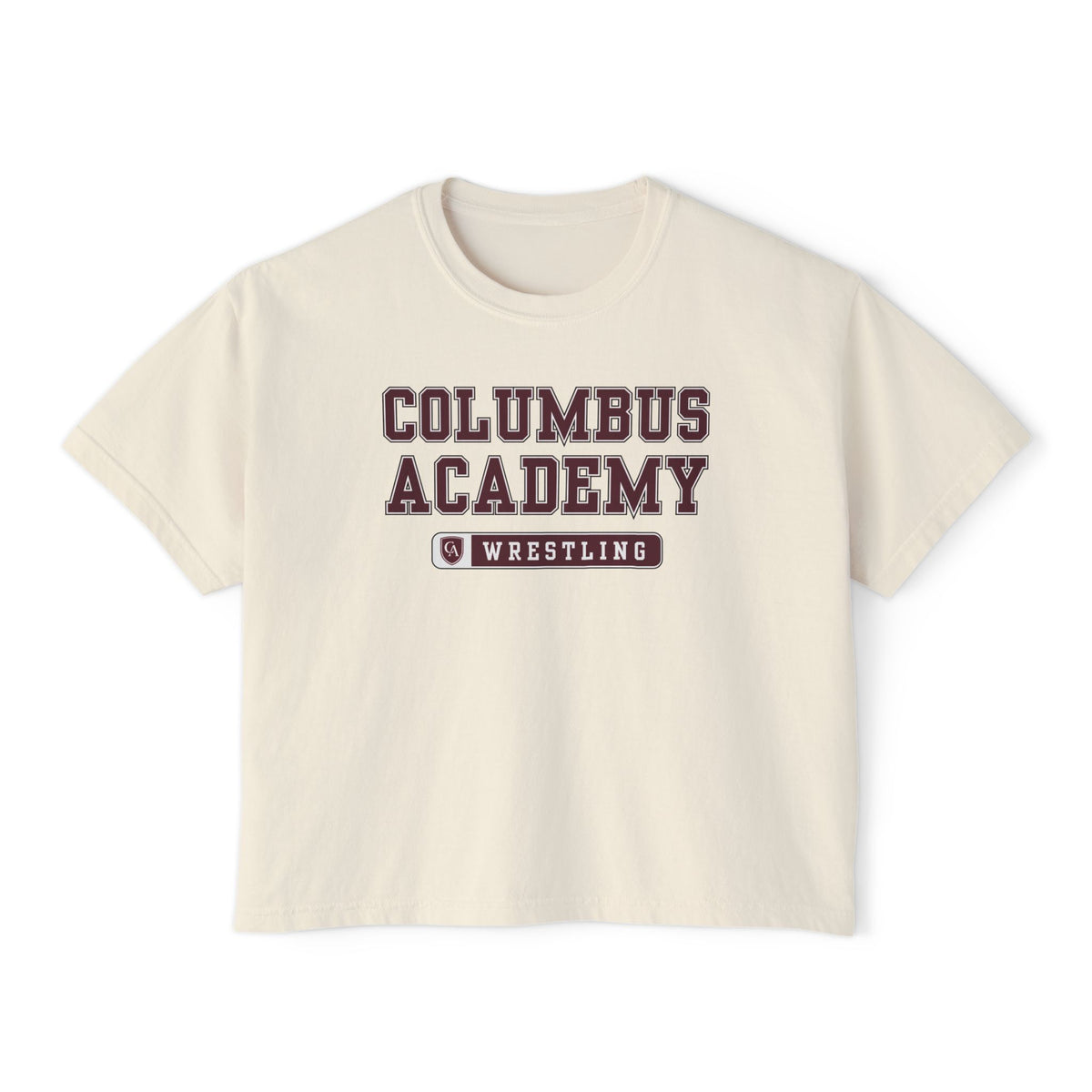 Women's Columbus Academy Wrestling Graphic Boxy Crop Short Sleeve Tee