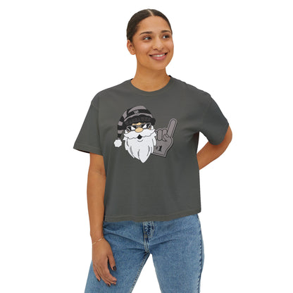 Women's Westerville Central Spirited Santa Graphic Boxy Crop Short Sleeve Tee
