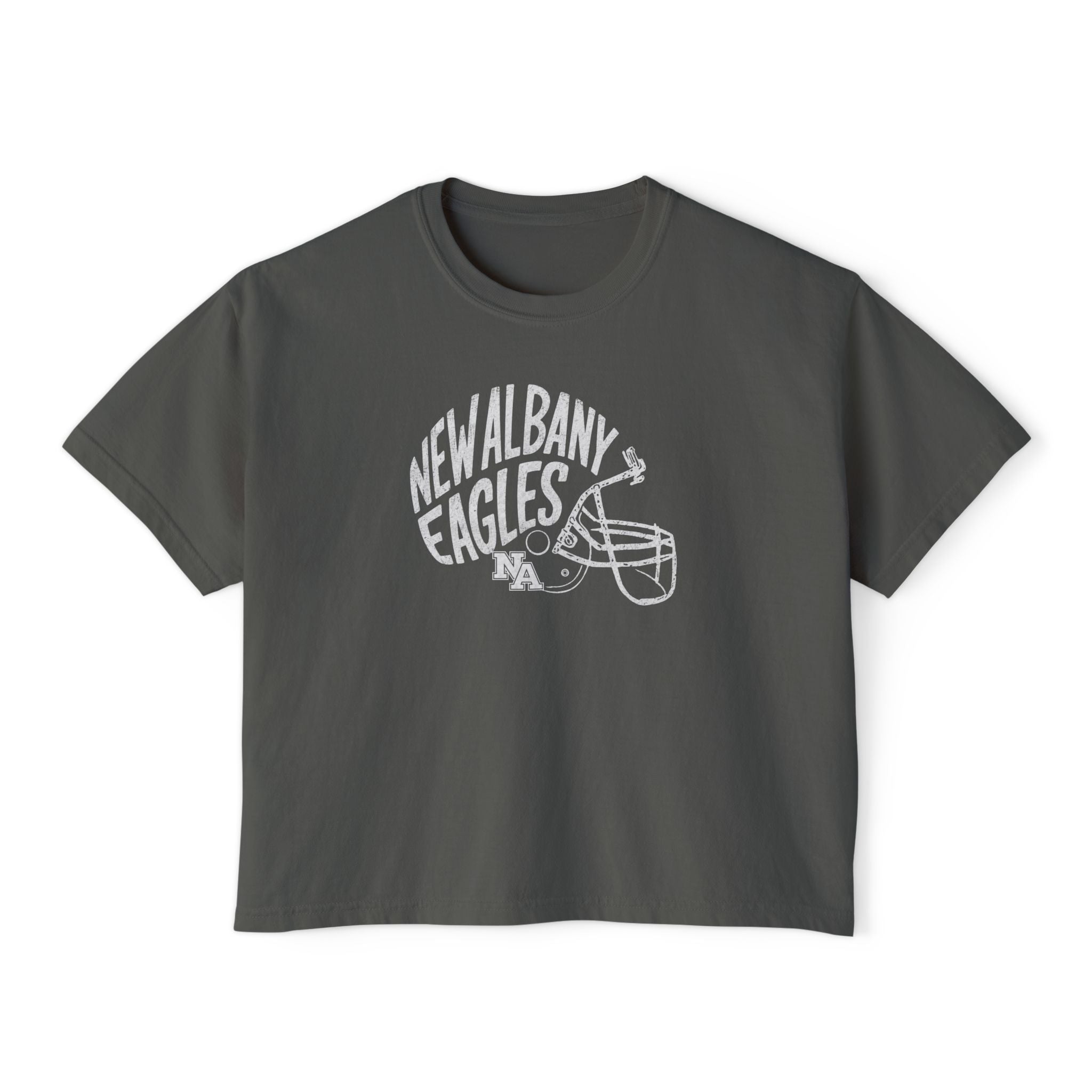 Women's New Albany Vintage Vibes Football Helmet Graphic Boxy Crop Short Sleeve Tee