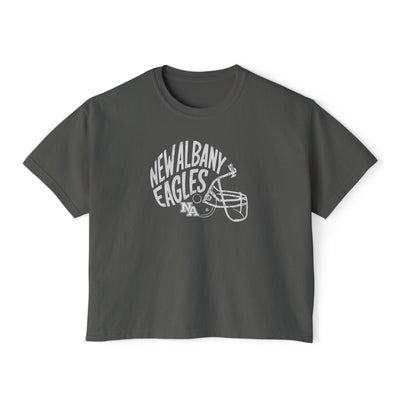 Women's New Albany Vintage Vibes Football Helmet Graphic Boxy Crop Short Sleeve Tee