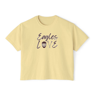 Women's Eagles Lacrosse Love Graphic Boxy Crop Short Sleeve Tee