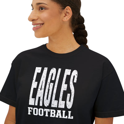 Women's New Albany Football Distressed Enlarged Graphic Boxy Crop Short Sleeve Tee